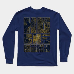 Ho Chi Minh, Vietnam City Map Typography - Gold Art Deco Long Sleeve T-Shirt